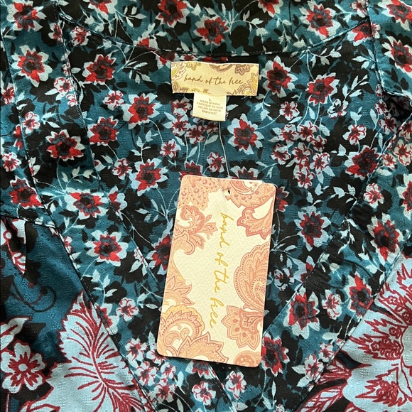 New - Band of the Free Josie Mixed Print Long Sleeve Top Peri Blue - Picture 5 of 6
